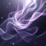 Abstract flowing light ribbons in purple and gray spiral through geometric shapes, suggesting knowledge transfer and digital learning