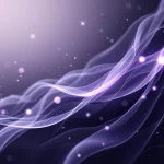 Abstract flowing purple and gray light ribbons forming neural pathways against dark gradient background with glowing nodes
