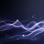 Abstract purple and gray light ribbons flow through dark space, forming neural pathways suggesting AI learning and data transfer