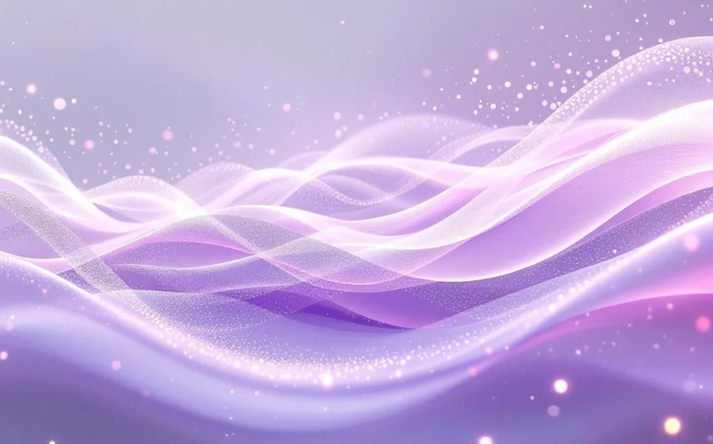 Abstract data streams transform from geometric patterns to organic waves in purple and gray, with neural pathways emerging